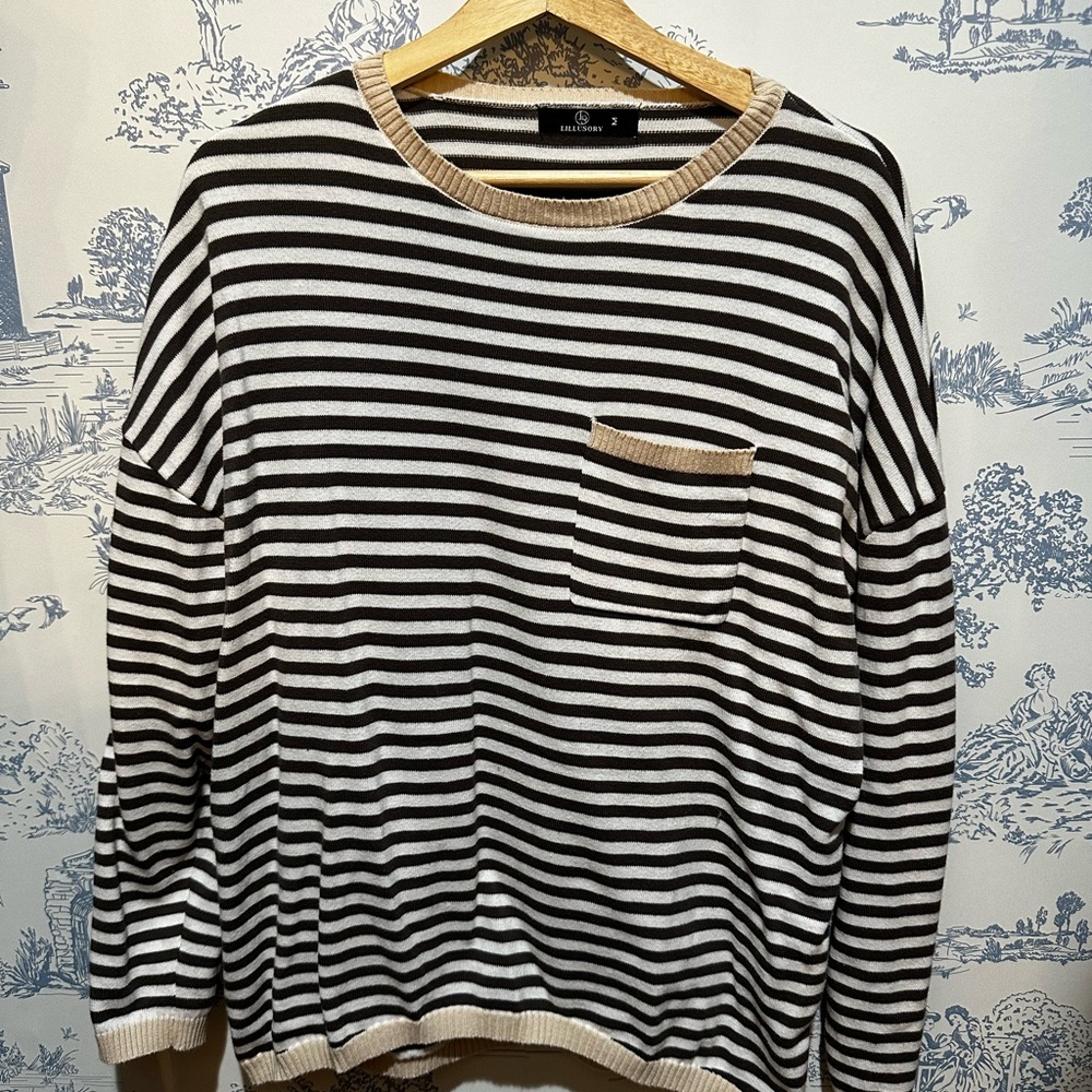 Striped Gray and White Sweater